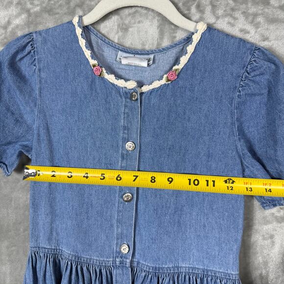 VTG My Michelle Denim Dress‎ Kids Youth Girls 12 Blue - Picture 7 of 14